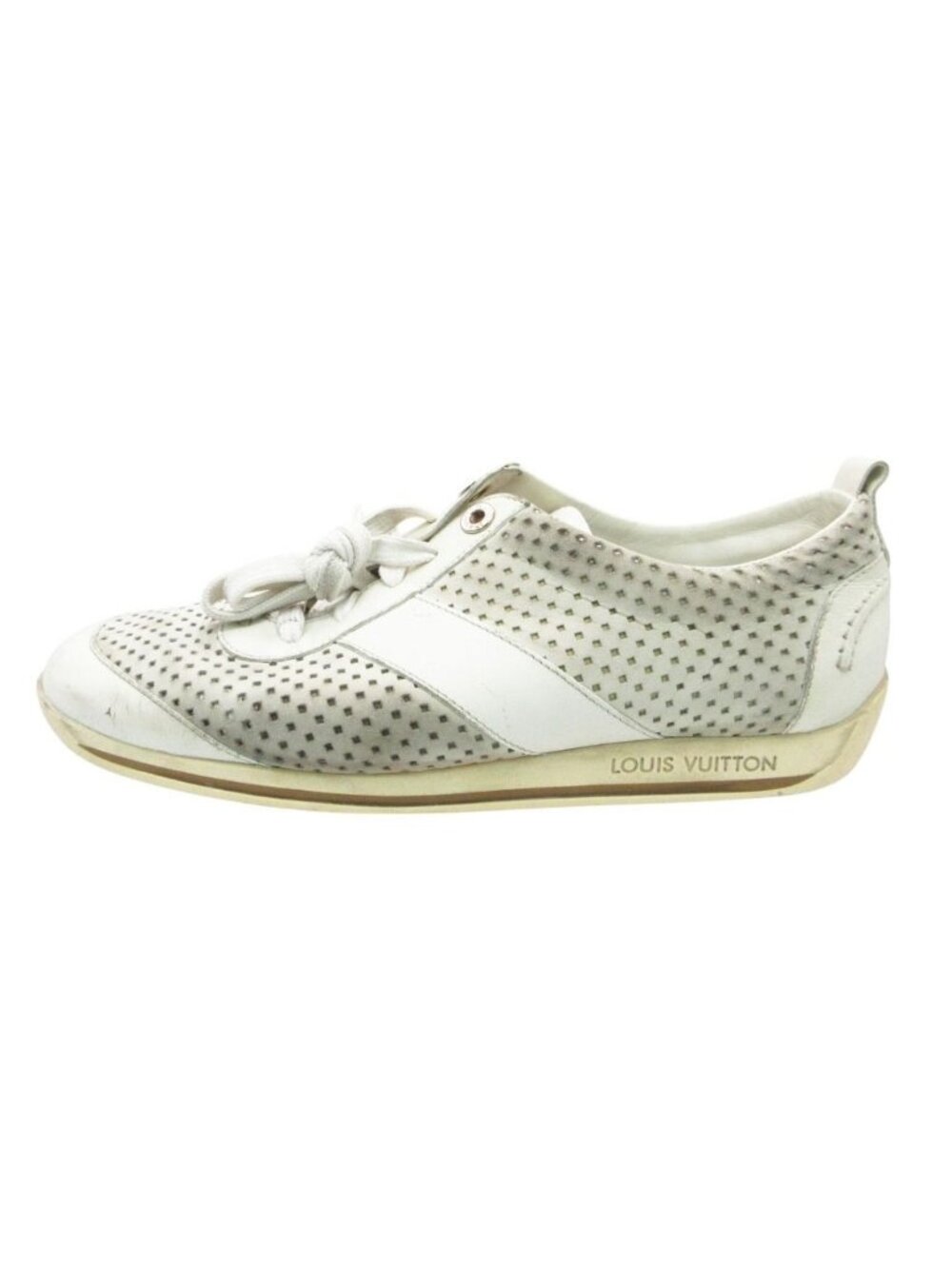Louis Vuitton Sneakers Perforated Leather Shoes Logo White 6.5